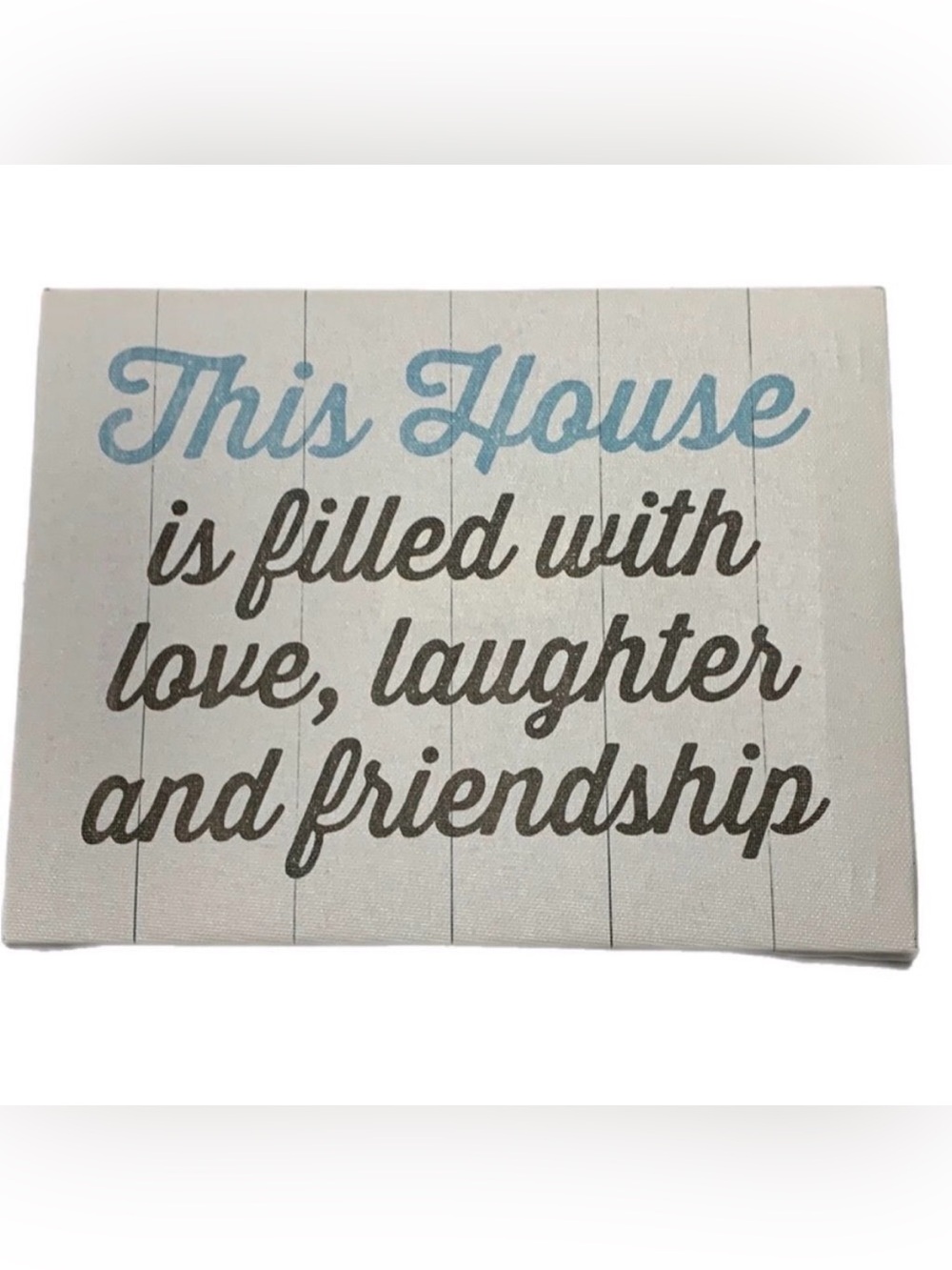 White Canvas Home Decor Heartfelt House Sign Black Blue Lettering Entryway Logo